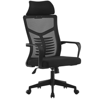 Chaise de bureau ergonomique à dossier haut en maille, pivotante et réglable, avec appui-tête et soutien lombaire pour le personnel de bureau