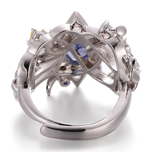 Anillo de Plata de Ley 925 con Gema de Laboratorio Personalizada, Diseño de Moda, Piedra Principal Ovalada, Zafiro Azul Cultivado en Laboratorio para Hombre y Mujer - Product Image 3