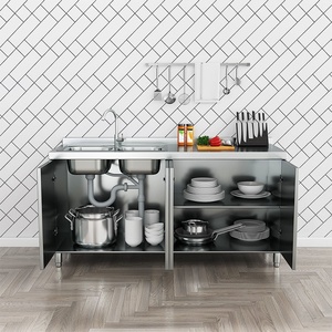 Armadio da Esterno in Acciaio Inox 304, Pieghevole, Design Minimalista Moderno, Semplice, con Fornello Integrato, Armadietto Contenitore per Ambienti Rurali - Product Image 5