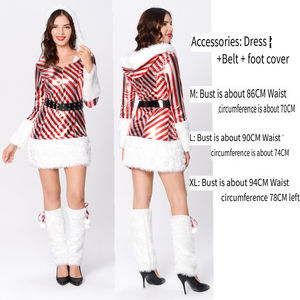 Disfraz de Espectáculo para Discoteca, Fiesta, Hotel, Actuación de Gogo, con Rayas Rojas y Blancas, Cubre Pies para Mujer, Fotografía - Product Image 5