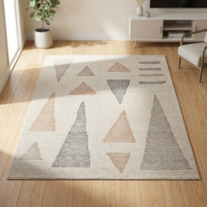 Alfombra Moderna Minimalista con Patrón Abstracto de Triángulos, Alfombra Hecha a Mano de Estilo Neutro, Decoración Geométrica Contemporánea para el Hogar - Product Image 1