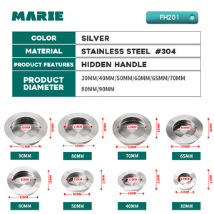 Sliding <strong>Door</strong> Furniture Hardware Hidden Cabinet Drawer Flush <strong>Pull</strong> Handle Sliding <strong>Door</strong> <strong>Pull</strong> Stainless Steel Sus304,stainless Steel - Product Image 6