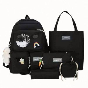 กระเป๋าเป้สะพายหลังคุณภาพสูงขายส่ง ความจุขนาดใหญ่ ชุดห้าชิ้น สไตล์ลำลอง เข้าได้กับทุกชุด - Product Image 1