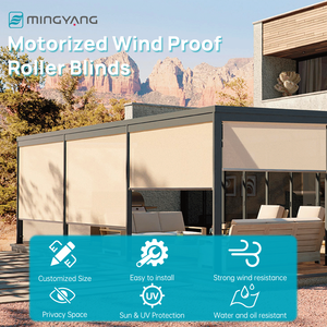 <span class=keywords><strong>Store</strong></span> à enrouleur occultant en tissu de lin motorisé solaire pour l'extérieur <span class=keywords><strong>sans</strong></span> perçage de stores à enrouleur pour pergola - Product Image 5