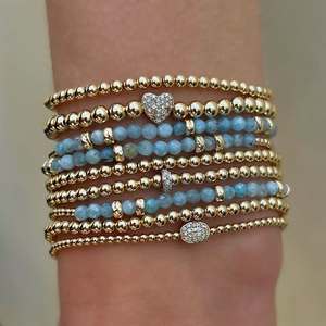 Wholesale Stack Gold <strong>Bead</strong> <strong>Bracelet</strong> Set Handmade Vintage Stretch <strong>Bracelet</strong> for Women Non Tarnish Stainless Steel Beaded <strong>Bracelet</strong> - Product Image 5