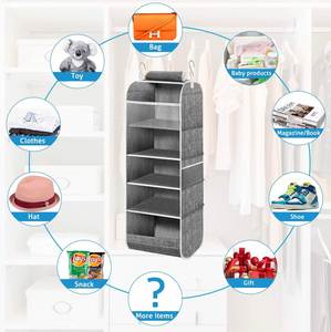 Foldable Fabric Hanging <b>Storage</b> Organizer 5 Shelves <b>Collapsible</b> Hanging Closet Shelves Hanging Organizer - Product Image 2