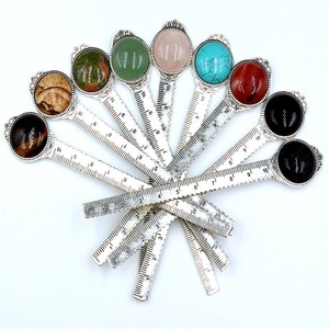 Natural Crystal Semi-gemstone Ruler <b>Bookmark</b> Alloy Inlaid Gemstone <b>Bookmark</b> Stationery Diy Time Gemstone Crystal <b>Bookmark</b> - Product Image 3
