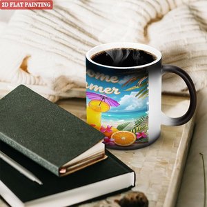 Frosted Black 11oz <b>Ceramic</b> Heat Changing Magic Mug Tour Travel Portable Drinking <b>Cup</b> - Product Image 3