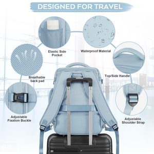 Sac à dos de voyage pour articles personnels et cosmétiques avec port de chargement USB, sac à dos scolaire, sacoche pour ordinateur portable d'affaires - Product Image 5