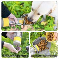 Bouteille d'eau pour chien en plastique durable moderne avec récipient pour nourriture, bol de voyage portable anti-fuite pour animaux de compagnie, gris