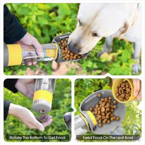 Botella de Agua para Perros con Contenedor de Comida, Diseño Superior, Portátil, a Prueba de Fugas, Tazón de Viaje para Mascotas, Gris Amarillo - Product Image 4