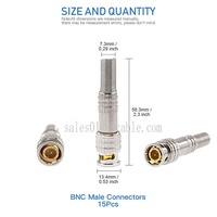 Connecteurs coaxiaux mâles BNC Rg59, borne coaxiale plaquée or, adaptateur à visser en laiton pour système de caméra de sécurité domestique CCTV
