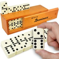 Ensemble de dominos double six couleur ivoire en gros avec spinner doré, boîte en mélamine écologique, expérience de jeu classique