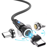 Kabel Data Magnetik Rotasi 540 Derajat, Kabel USB-C 3 in 1 Magnetik, Pengisian Cepat PD 60W, Kabel Type-C ke Type-C, Mendukung Transfer Data