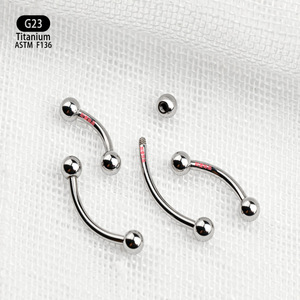 Barre de piercing incurvée en titane G23 avec extrémité sphérique, bijoux de corps unisexe, conforme à la norme ASTM F136 - Product Image 1