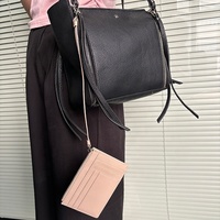 Bagus wanita ramping RFID kartu kasus pemegang gelang Zip ID Case dompet kecil kulit dompet koin dompet dengan gantungan kunci