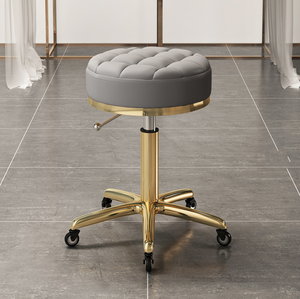 Chaise de coiffure réglable à 360 degrés avec roulettes, tabouret de salon doré, mobilier de salon de haute qualité - Product Image 5