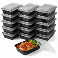 Boîte repas jetable 3 compartiments en PP, hermétique, micro-ondable, passe au lave-vaisselle, 32 oz et 42 oz, pour restaurant, à emporter, voyage