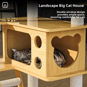 Modern Wooden <b>Cat</b> Tree With Sisal Posts And Multi Level <b>Platforms</b> For Indoor <b>Cats</b> - Product Image 2