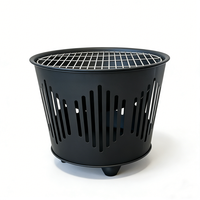 Brasero en fer robuste conique avec grille à découpes verticales et pieds trépieds pour camping en extérieur