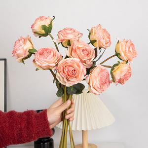 Roses artificielles en soie, fleurs hautement réalistes, accessoires de décoration pour mariage et maison - Product Image 2