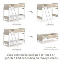 Only B2B Boori Fantastic Custom Built Niños pequeños Ajustable Doble Loft Literas de madera maciza natural con escaleras