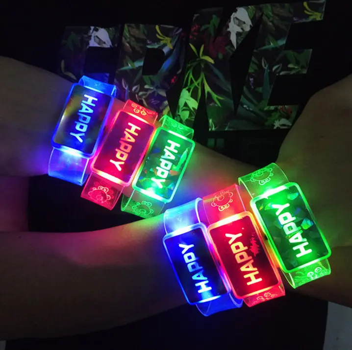Custom LED Flash Bracelet Glow Up New Year's Eve Wrist Band Concert Bar Party Supplies
