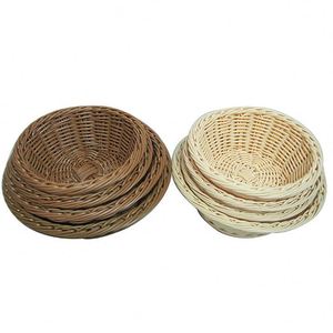 Stile europeo cesti di frutta rotondi in <span class=keywords><strong>Rattan</strong></span> <span class=keywords><strong>con</strong></span> <span class=keywords><strong>coperchio</strong></span> in plastica per l'organizzazione di ristorazione cucina - Product Image 1