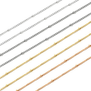 Stainless Steel <b>Beaded</b> Chain 5 Meter Roll Spike Pattern Women's <b>Bracelet</b> Necklace Twist Chain <b>Gold</b> Rose <b>Gold</b> Steel Color - Product Image 1
