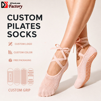 Chaussettes de yoga et de pilates pour femmes en coton, invisibles, antidérapantes, à bride de maintien et à empeigne ouverte, avec emballage personnalisé