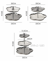 Nouveau Design de décor de fête, support à Dessert, ensemble de plateaux d'affichage pour cupcakes, ours mignon en acier inoxydable, ensemble d'assiettes à Dessert argentées à 3 niveaux