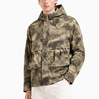 Veste de chasse légère à capuche pour homme, coupe-vent en nylon, fermeture éclair, manteau d'extérieur, doublure en toile ripstop camouflage, prix bas