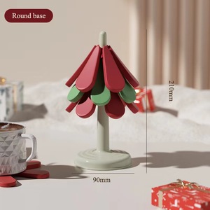 Christmas Tree Shaped Heat-Resistant Silicone Pan Holder Coasters Set Kitchen <b>Trivets</b> Sustainable Food Grade Pad Table Use - Product Image 6