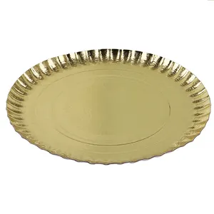 2023 New designs Food Grade Paper Plate Gold and Silver Foil Coated Disposable Plate Dish Food Container Round Square