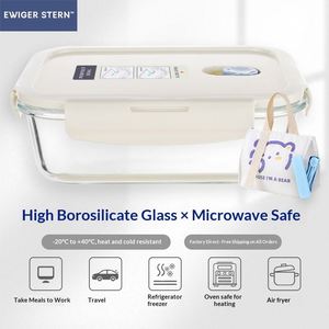 Wholesale Heatable Microwavable Borosilicate Glass Food <b>Storage</b> Containers Airtight High Capacity Leak Proof Lunch <b>Boxes</b> - Product Image 2