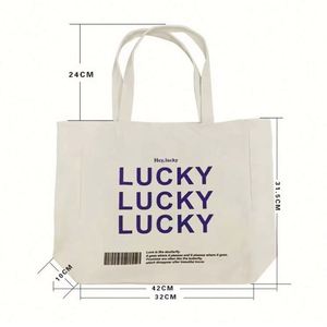 กระเป๋าผ้าแคนวาสรีไซเคิลคุณภาพสูงแบบสั่งทำพิเศษ สีขาว ขนาดใหญ่ สำหรับใช้ในชีวิตประจำวันและการเดินทาง - Product Image 1