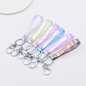 DINGHONG Lanière de poignet en PVC souple, porte-clés avec mousqueton en alliage, accessoires en cuir DIY, logo personnalisé, cadeau promotionnel - Product Image 6
