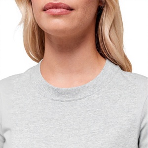 T-shirt gris à col rond et manches courtes pour femme, coupe ample, couleur unie, haut décontracté en jersey, à porter en toutes saisons - Product Image 5