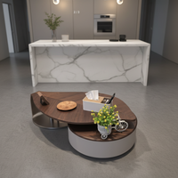 Table basse STG moderne en bois massif avec tiroir de rangement en forme de feuille, design durable et écologique pour le salon