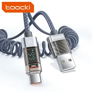 Toocki özel logo 6a 66w usb a usb c dijital bahar kablo pd cep telefonu için süper hızlı şarj tipi c veri kabloları