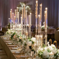 Vente en gros de porte-bougie en acrylique de haute qualité à 5/8/9/10 bras, design luxueux, décoration de centre de table pour mariage et fête