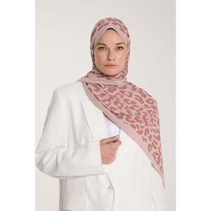 ผ้าคลุมศีรษะลายเสือดาวสีน้ำตาลอ่อน ผ้าชีฟองเนื้อนุ่มสบายผิวสำหรับผู้หญิง สไตล์ตะวันออกกลาง - Product Image 2