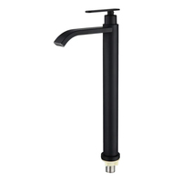 Robinet de lavabo cascade noir mat en acier inoxydable SUS304, eau froide uniquement, à poser sur comptoir