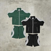 Ensemble de survêtements d'entraînement sportifs d'hiver à manches courtes en nylon avec veste zippée, personnalisables par broderie et impression, pour fabricants de streetwear