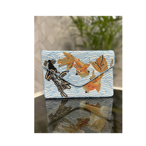 Sac à main de soirée pour femmes de luxe fait à la main Nouvelle broderie Perlage Décorations géométriques Motif en coton Fermeture éclair - Product Image 1