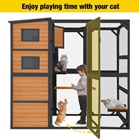 Grand enclos pour chat à 4 niveaux, maison pour chat avec toit en bois résistant aux intempéries, 3 espaces de repos, 3 plateformes, 5 fenêtres