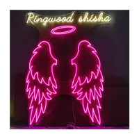 Бесплатный дизайн, Настенный декор, акриловые неоновые огни, вывеска, надпись на день рождения, светодиодный логотип, розовые крылья, неоновая вывеска на заказ