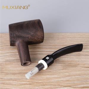 Muxiang Hammer Shape Ebony Wood Pipe Bent Type With Acrylic Mouthpiece Solid Wood Tobacco Pipe For Smoking - Product Image 3