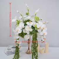 DKB Hochzeitsblumenarrangement Künstliche Calla-Lilie Phalaenopsis Weiß-Grüne Rose Hortensie 50cm Künstliche Blumenkugel Tischdekoration