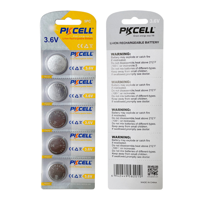 Lir2032 3.6V 40mah Rechargeable Button Cell Battery Coin Cell LIR2016 LIR2025 LIR2450